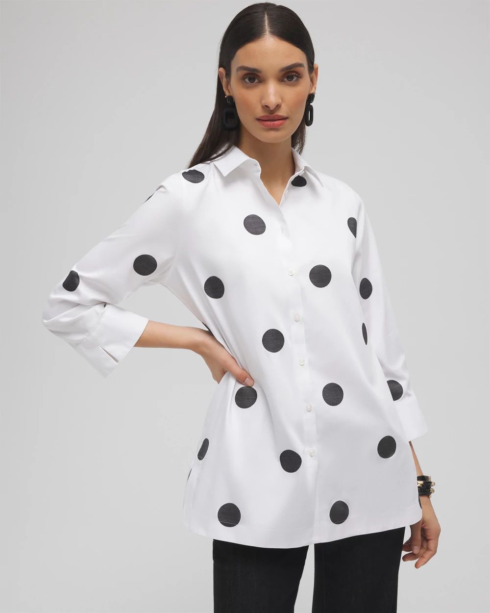 No Iron™ Stretch Polka Dot Tunic | Chico's